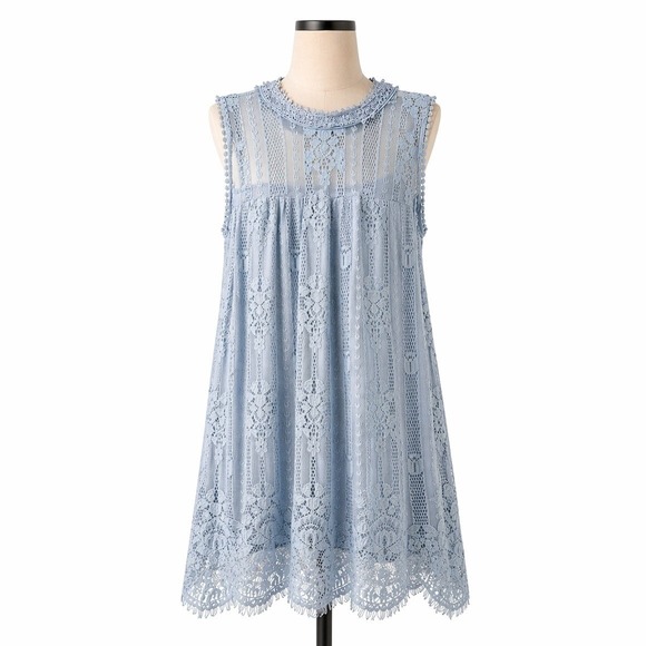 Miss Chievous Dresses & Skirts - Floral Lace Victorian Shift Dress M Light Blue High Neck Regency Fairy Prairie